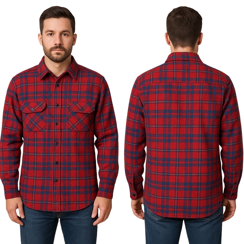 COLEMAN Flannel Jacket Mens Small Red Blue Wool Blend Insulated Quilted Lining